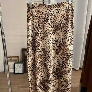 LOFT Leopard Print Maxi Skirt - Brown and Cream